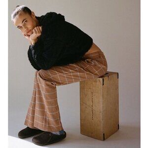 Urban Outfitters BDG‎ Hooded Cropped Sherpa Jacket Black Small